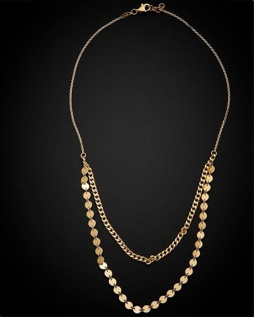 Italian Gold Black 14k Disc Layered Necklace