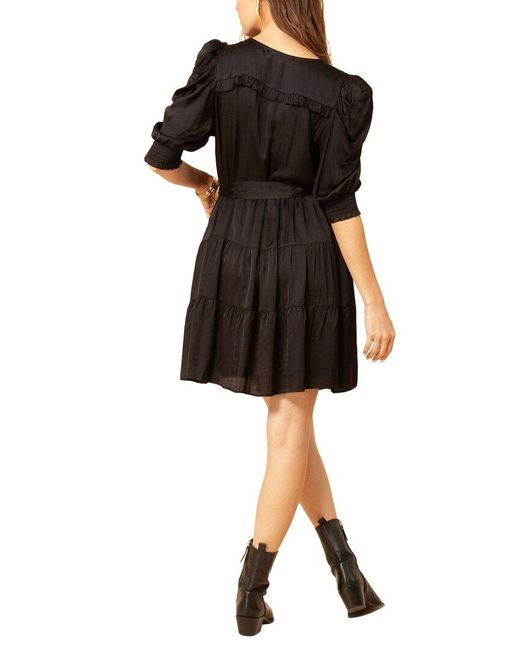 Hale Bob Black Tiered Silk-blend Mini Dress