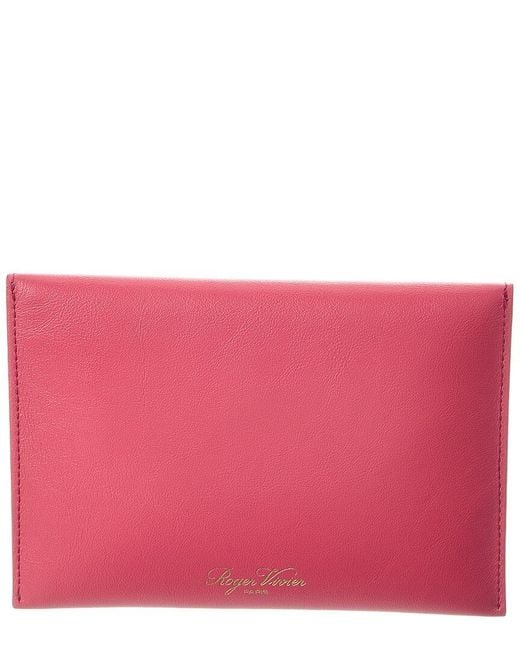 Roger Vivier Pink Logo Leather Clutch