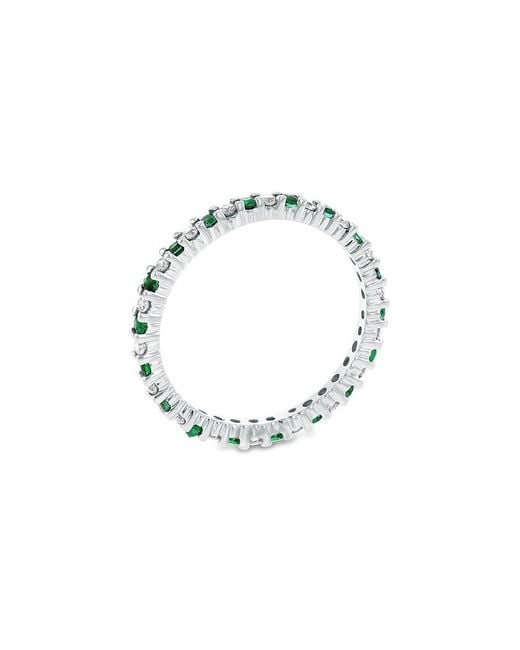 LEVARON White 14K 0.55 Ct. Tw. Diamond & Emerald Stackable Ring