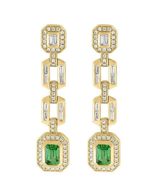 Effy Fine Jewelry Metallic 14K 2.11 Ct. Tw. Diamond & Tsavorite Earrings