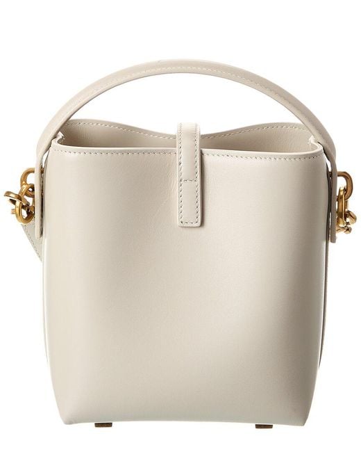 Saint Laurent Natural Le 37 Mini Leather Bucket Bag