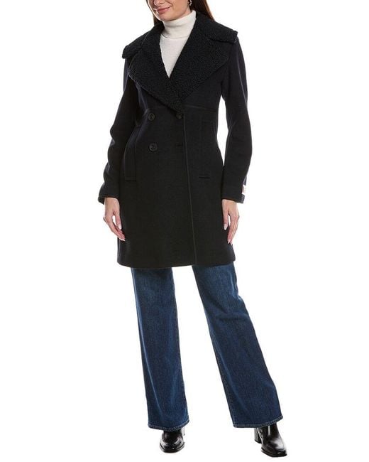 Scotch & Soda Black Runa Double-Breasted Mid-Length Coat
