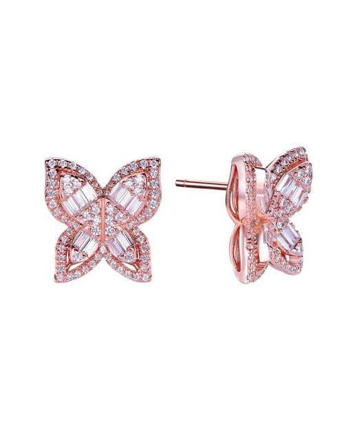 Suzy Levian CZ Jewelry Pink Suzy Levian Cz Multi-Cut Butterfly Earrings