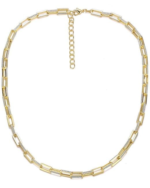 Genevive Jewelry Metallic 14k Over Silver Cz Necklace