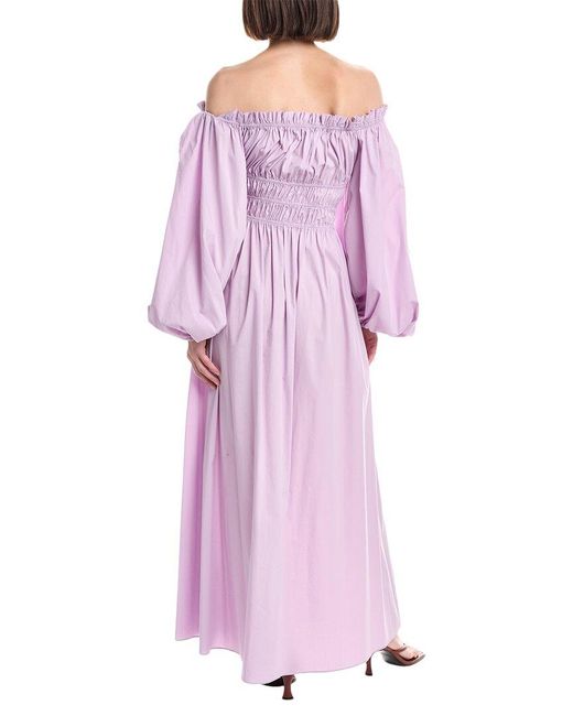 Caroline Constas Purple Raquela Off Shoulder Ruffle Maxi Dress