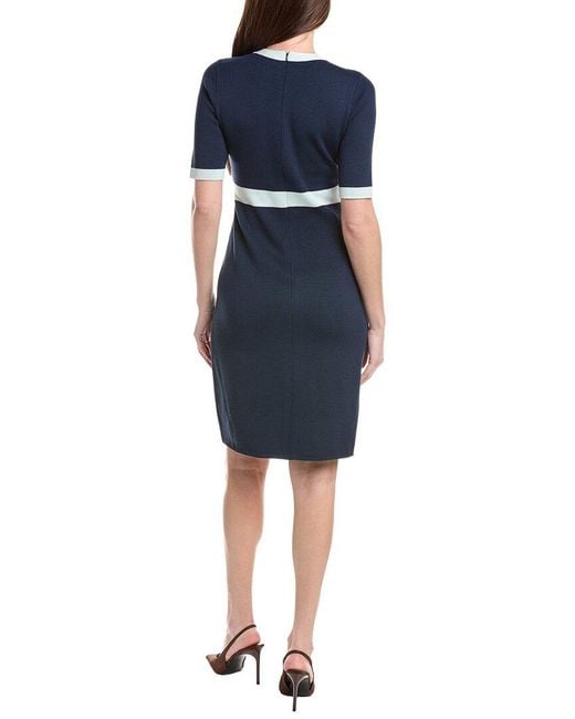 St. John Blue Flat Back Rib Stand Alone Sweaterdress