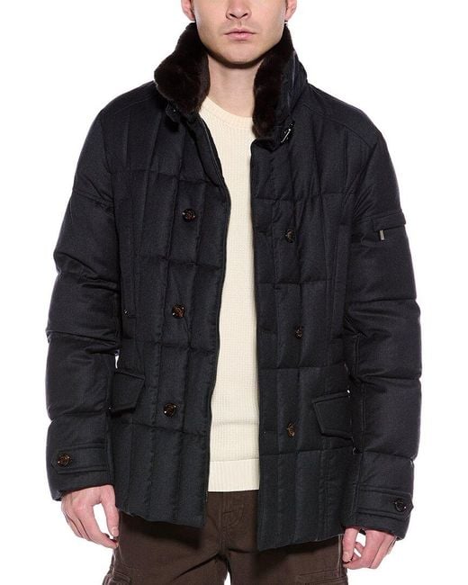 Moorer Black Sirol Wool & Cashmere-Blend Down Jacket for men