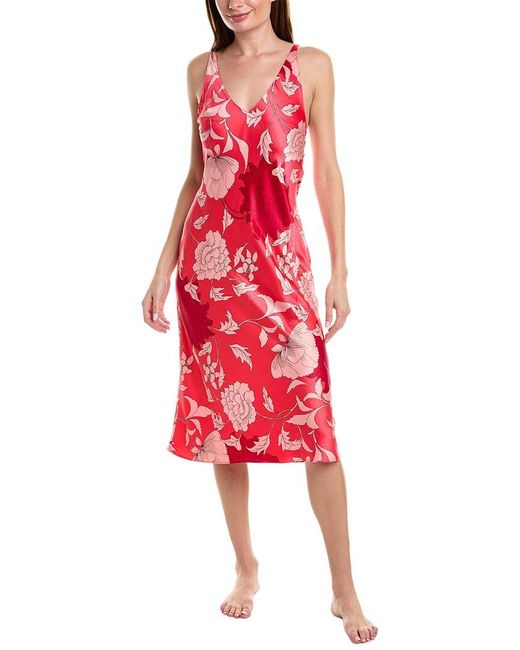 N Natori Red Venetian Slip Dress