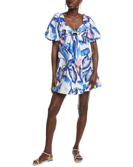 Farm Rio Blue Foliage Mini Dress