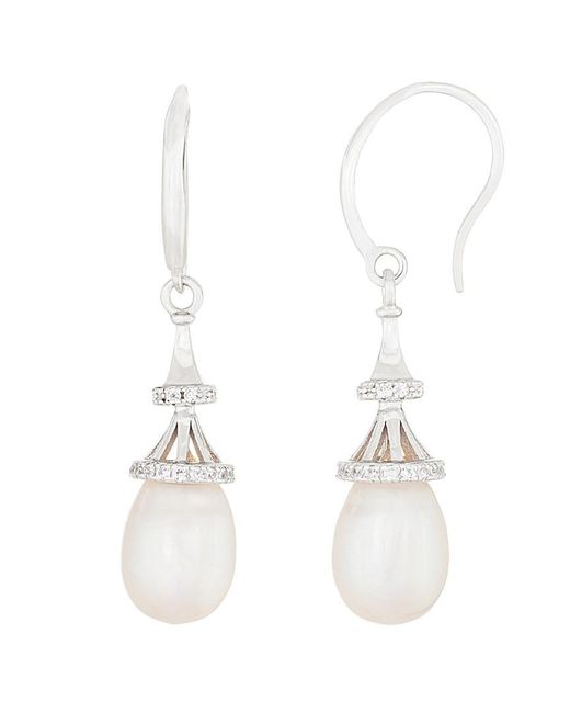 Splendid White Silver 7.5-8mm Freshwater Pearl Earrings