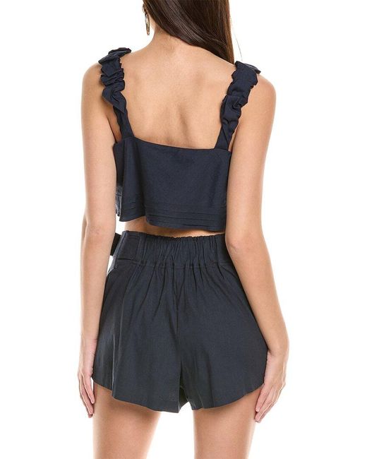Ramy Brook Blue Cora Linen-Blend Tank