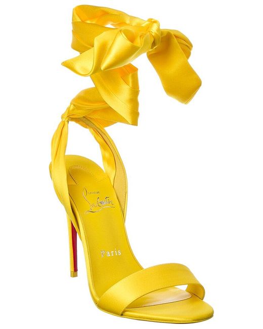 Christian Louboutin Sandale Du Desert 100 Satin Sandal in Yellow Lyst