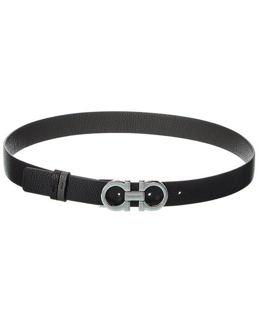 Ferragamo Black Ferragamo Gancini Reversible & Adjustable Leather Belt