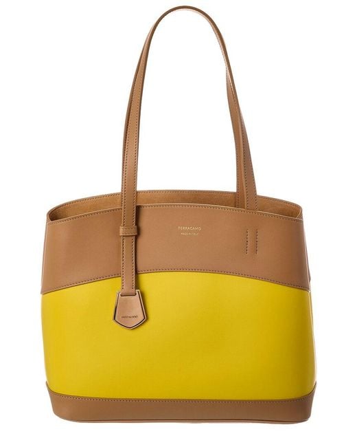 Ferragamo Yellow Leather Tote