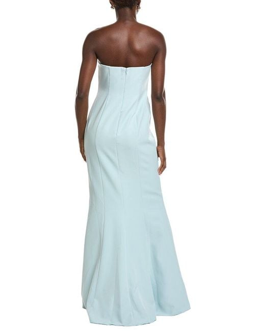 Rene Ruiz Blue Strapless Scoop Neck Column Gown