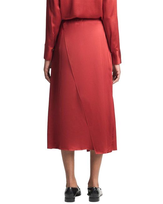 Vince Red Draped D-Ring Skirt