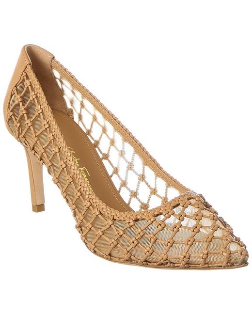 Ferragamo Metallic Ilary N70 Mesh & Leather Pump