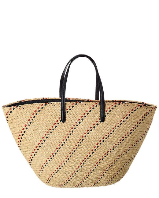 Thom Browne Brown Large Raffia & Leather Basket Tote