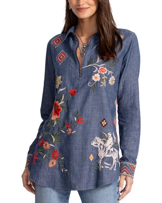 Johnny Was Helena Tunic in Blue | Lyst UK