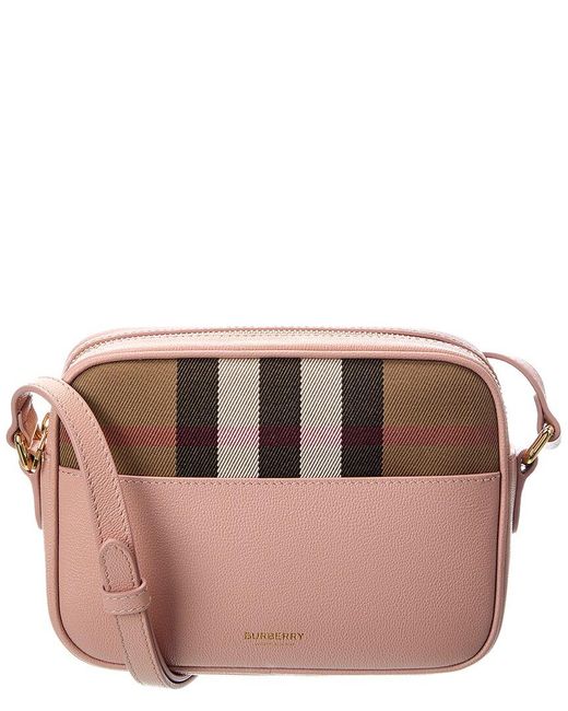 Burberry Brown Small Check Canvas & Leather Camera Bag