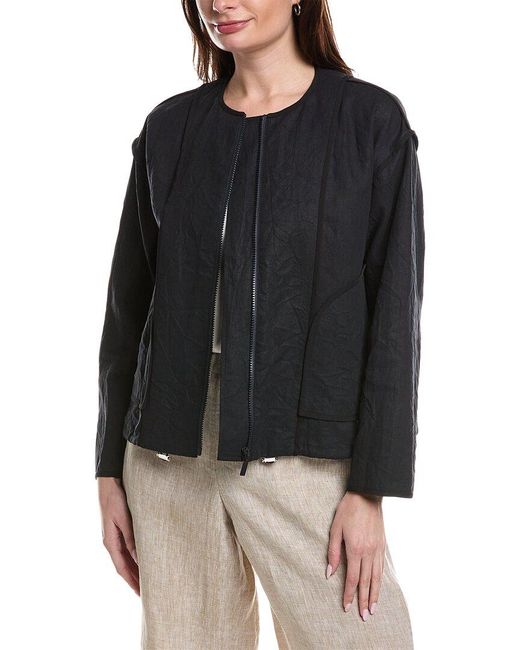 Lafayette 148 New York Black Inside Out Seam Linen Sweater