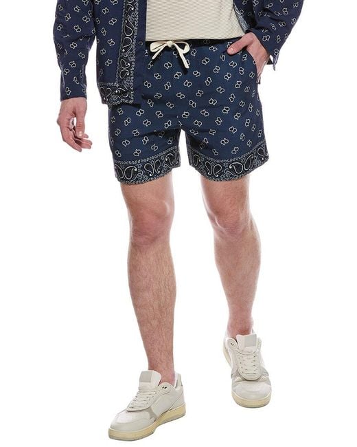 Palm Angels Blue Bandana Print Short for men