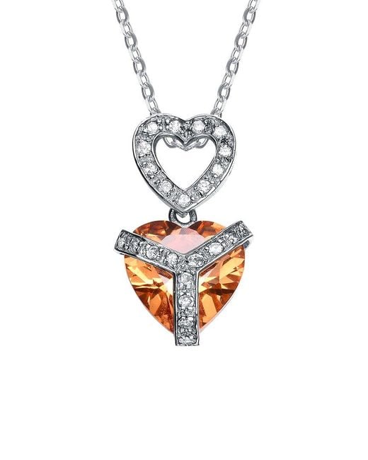 Genevive Jewelry White Silver Cz Pendant