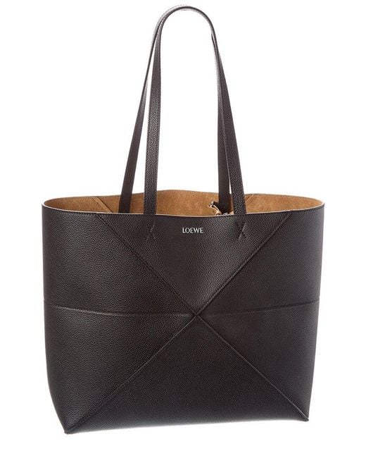Loewe Black Horizontal Puzzle Fold Medium Leather Tote