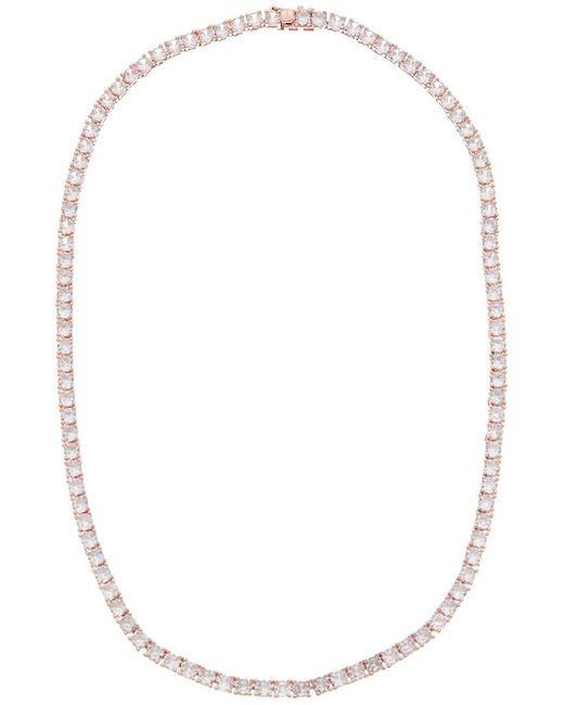 Genevive Jewelry White Plated Cz Tennis Necklace