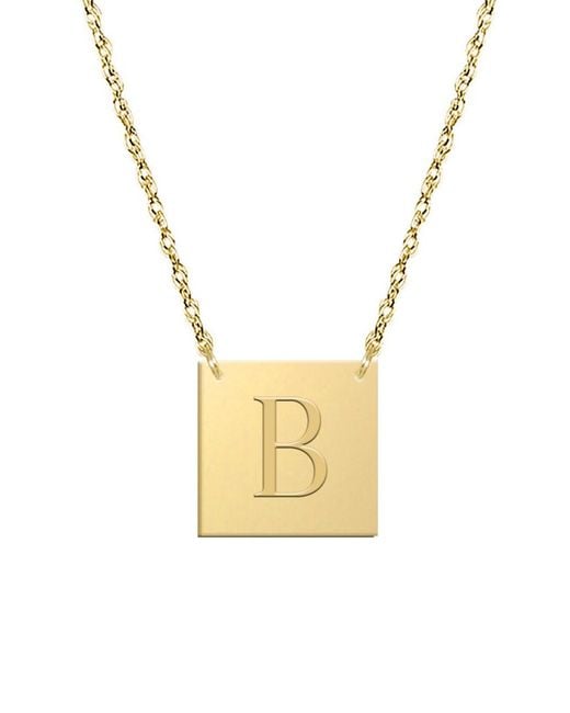 Jane Basch Metallic 14K Block Initial Square Necklace -Z)