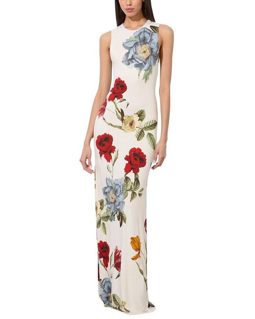 Alice + Olivia White Open-Back Maxi Dres