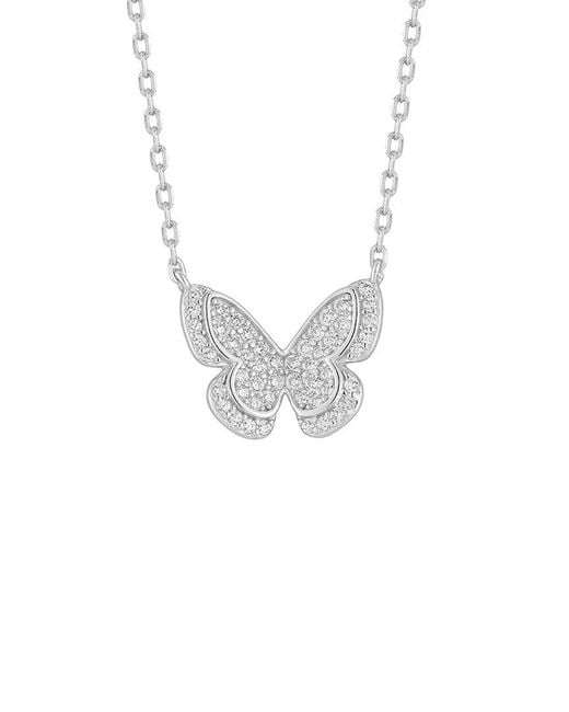 Glaze Jewelry White Cz Pave Butterfly Necklace
