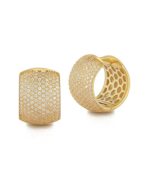 Chloe and Madison White 14k Over Silver Cz Thick & Chunky Huggie Earrings
