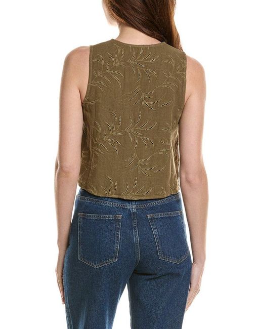 Bella Dahl Blue Sleeveless Tie Front Linen-Blend Top