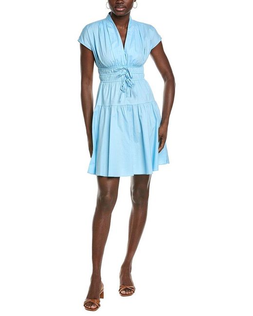 Maison Tara Blue Poplin Mini Dress