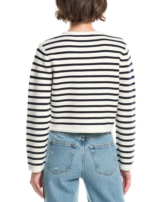 Endless Rose Blue Knit Stripe Wool-Blend Cardigan