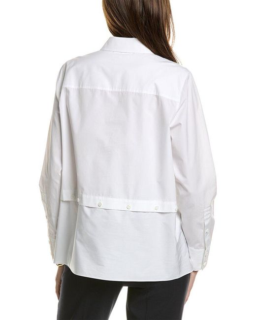 Lafayette 148 New York White Drape Shirt