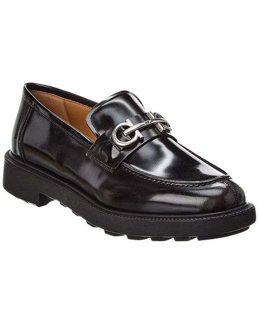 Ferragamo Black Ferragamo Leather Loafer for men
