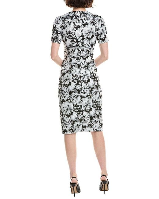 Sara Campbell White Sheath Floral Jacquard Dress