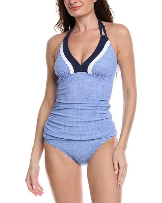 Tommy Bahama Blue Island Cays Colorblocked Tankini Top