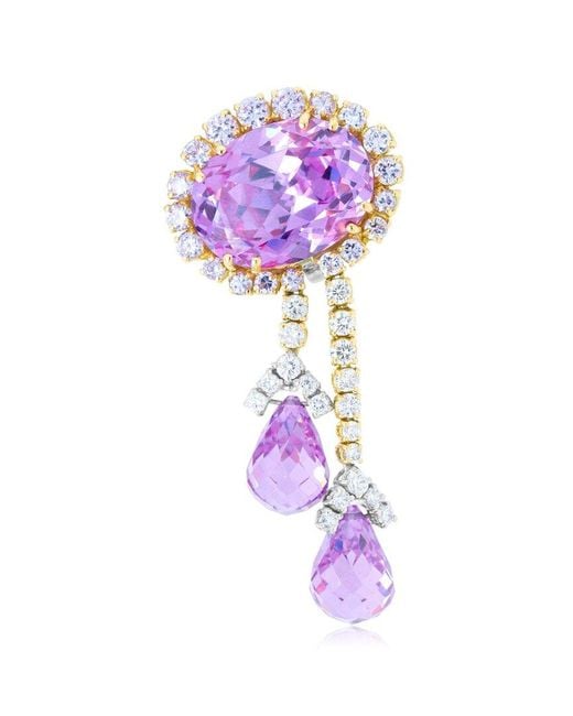Diana M Purple Fine Jewelry 18K Rose 47.00 Ct. Tw. Diamond & Quartz Drop Earrings
