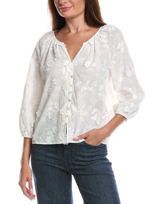 Nanette Lepore White Long Sleeve Blouse
