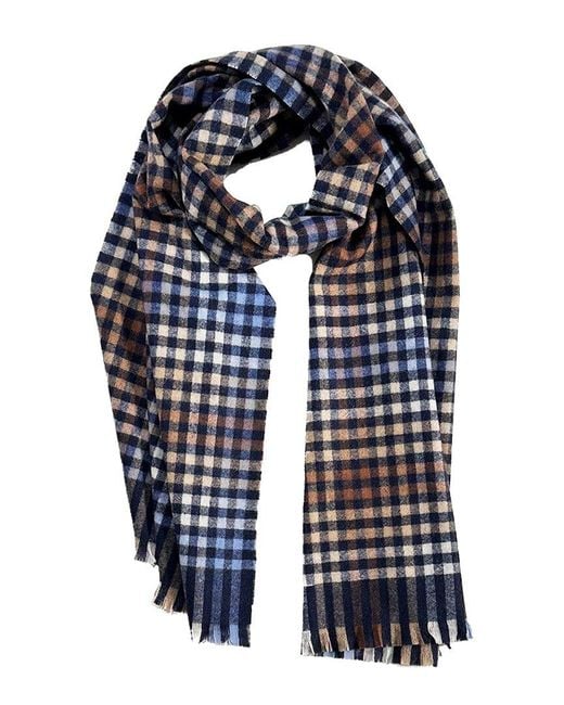 Blue Pacific Blue Cashmere-Blend Tartan Plaid Scarf