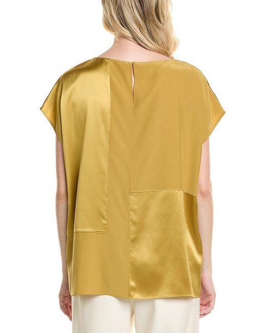Lafayette 148 New York Yellow Panel Silk Blouse