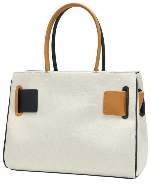 Tiffany & Fred Paris White Tiffany And Fred Paris Canvas Leather Belted Top Handle Satchel