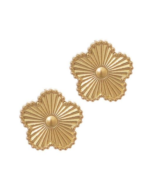 Adornia White 14K Plated Stainless Steel Tarnish-Resistant 5-Leaf Clover Stud Earrings