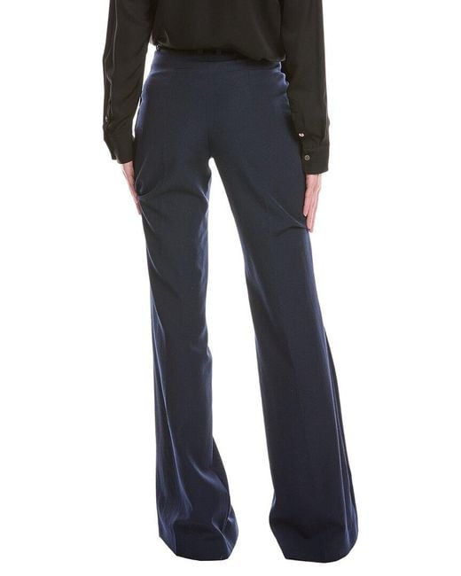 Balmain Blue High Waist Flare Wool Pant