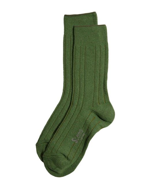 Stems Green Lux Cashmere & Wool-blend Crew Sock