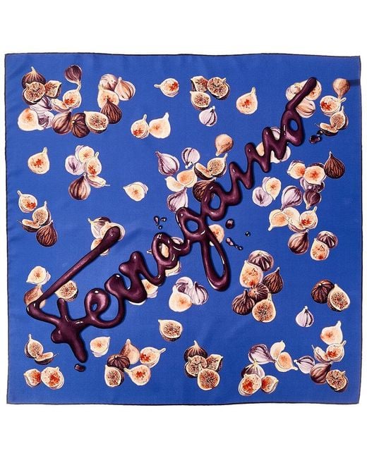 Ferragamo Blue Silk Scarf